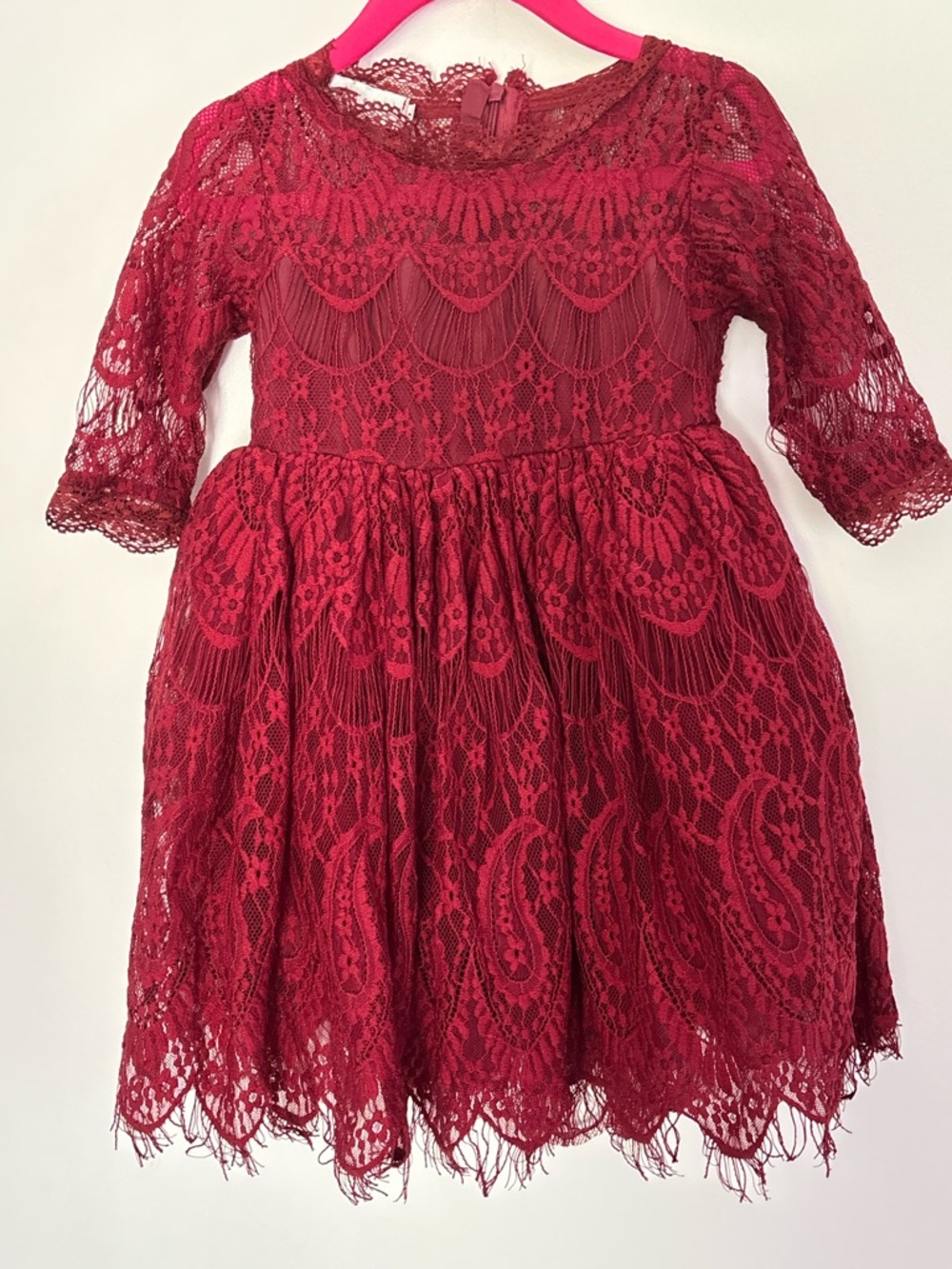 Trish Scully Maroon Lace Dress Girl Size 2 Formal Special Occasion